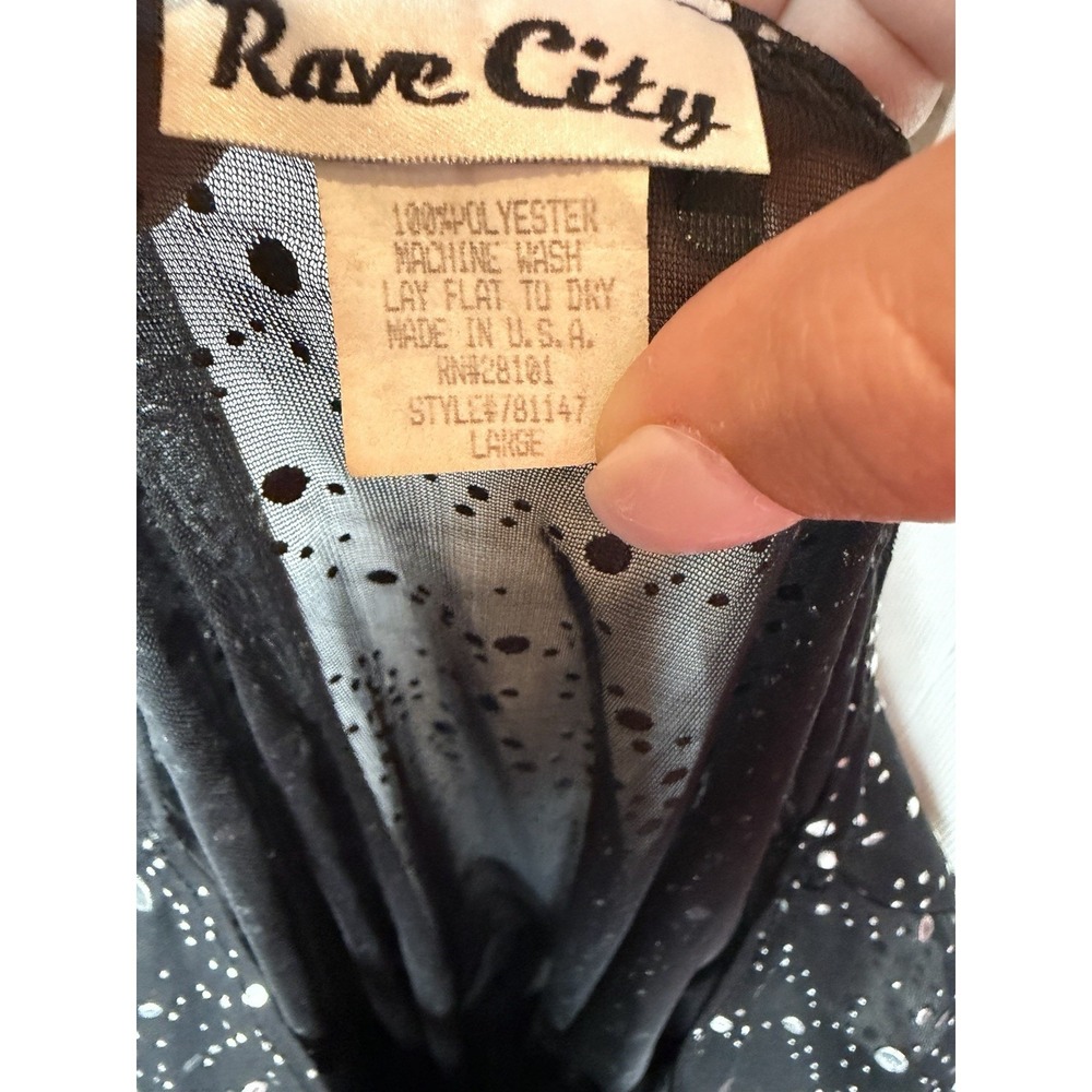 Rave City Y2K Whimsy Grunge Goth Party Sheer Black Long Sleeve Mesh Top L - Picture 10 of 10